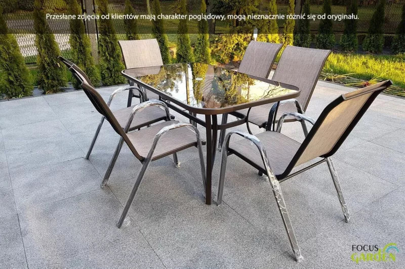 Havemøbelsæt Bologna 150x90 cm Brun med 6 Stole