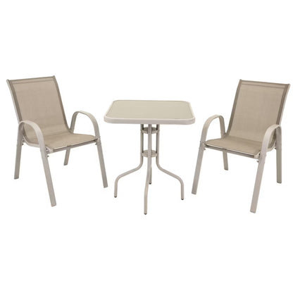 Havemøbelsæt Bord 60x60 cm med 2 Stole Beige