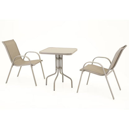 Havemøbelsæt Bord 60x60 cm med 2 Stole Beige