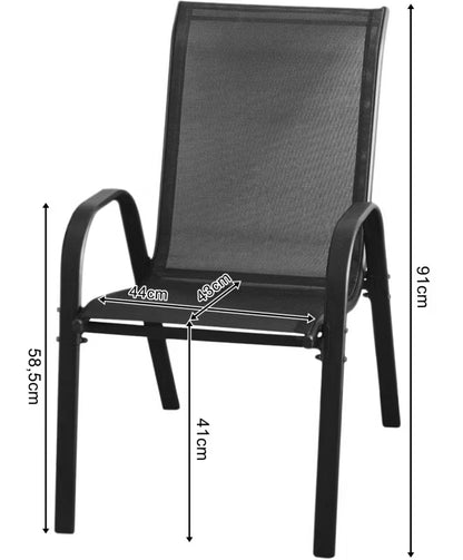 Havemøbelsæt Bord Ø60 cm Glas med 4 Stole Mørkegrå