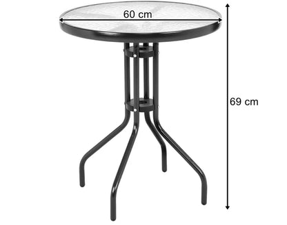 Havemøbelsæt Bord Ø60 cm Glas med 4 Stole Mørkegrå