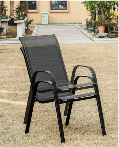 Havemøbelsæt Bord Ø60 cm Glas med 4 Stole Mørkegrå
