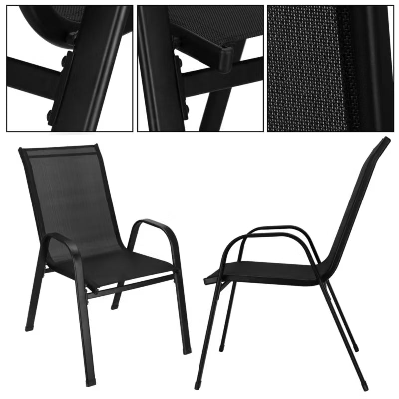 Havemøbelsæt Bord Ø60 cm og 4 Stole Sort