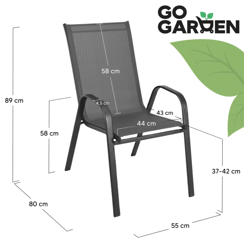 Havemøbelsæt Bord Sofa og 2 Stole Grå 4 Dele