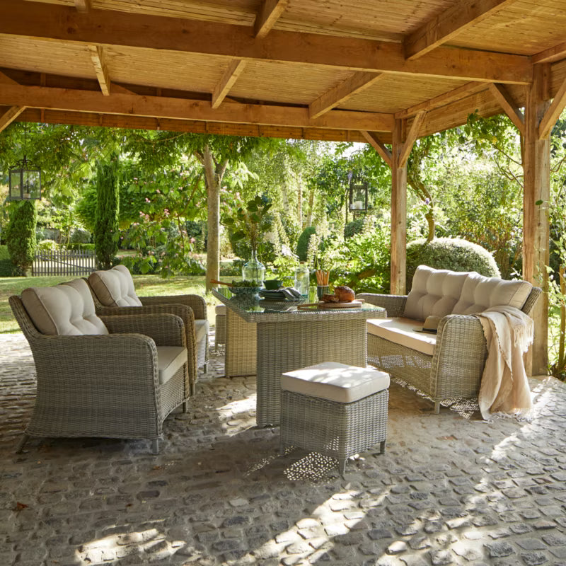 Havemøbelsæt Cippertone 6 Personer Lysegrå med Glasbord