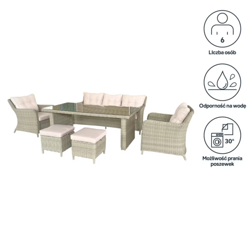 Havemøbelsæt Cippertone 7 Personer Beige