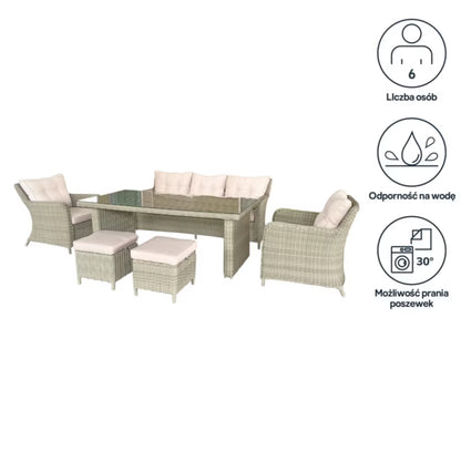 Havemøbelsæt Cippertone 7 Personer Beige