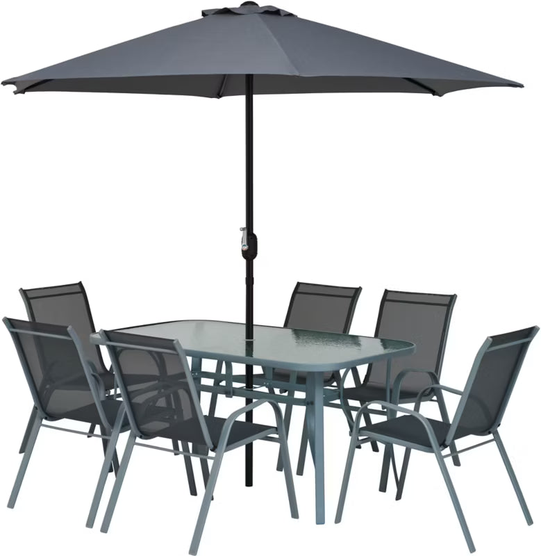 Havemøbelsæt Fiesta 150x90 cm Grafit med Parasol