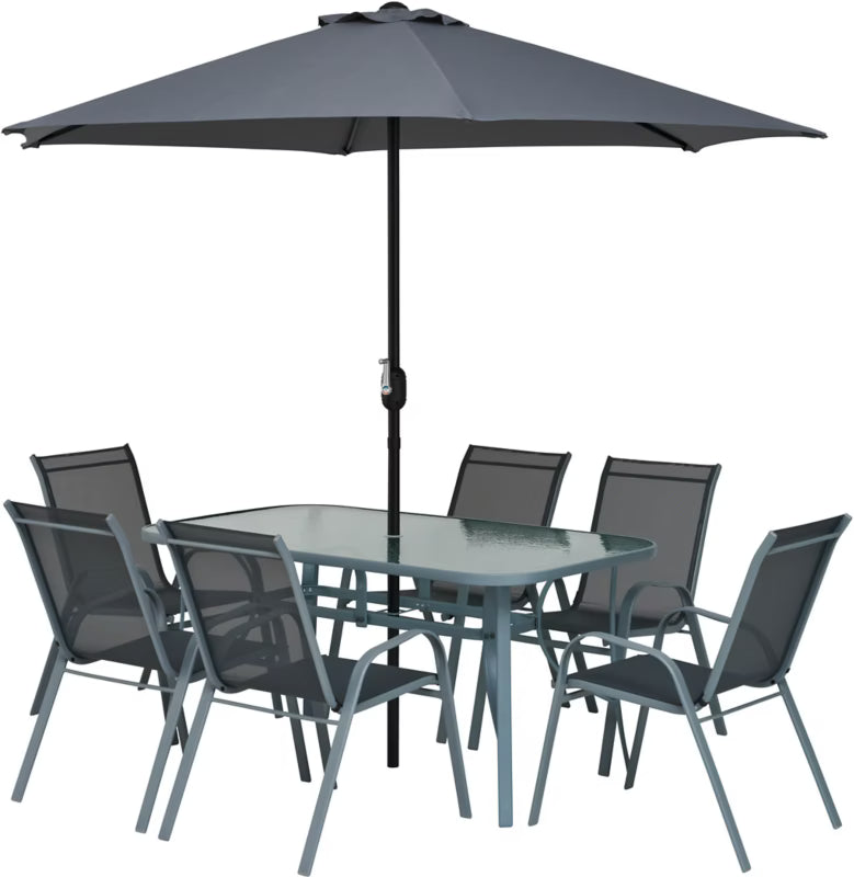 Havemøbelsæt Fiesta 150x90 cm Grafit med Parasol