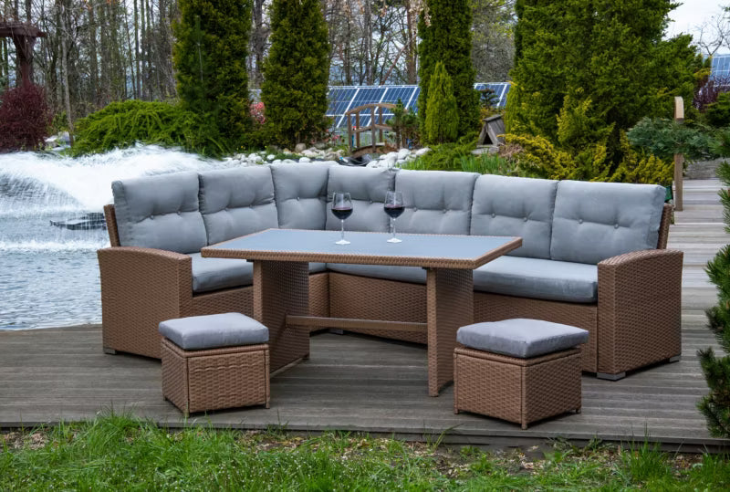 Havemøbelsæt Kara Maxi 8 Personer Cappuccino Polyrattan