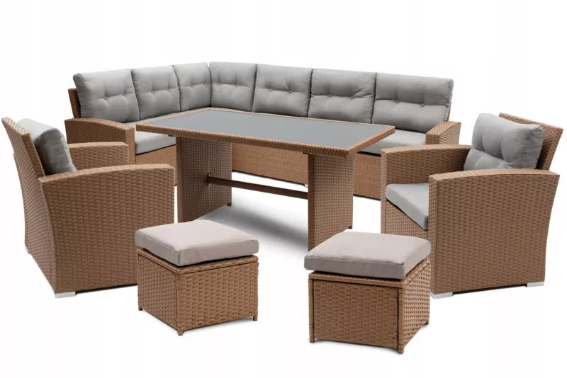 Havemøbelsæt Kara Maxi 8 Personer Cappuccino Polyrattan