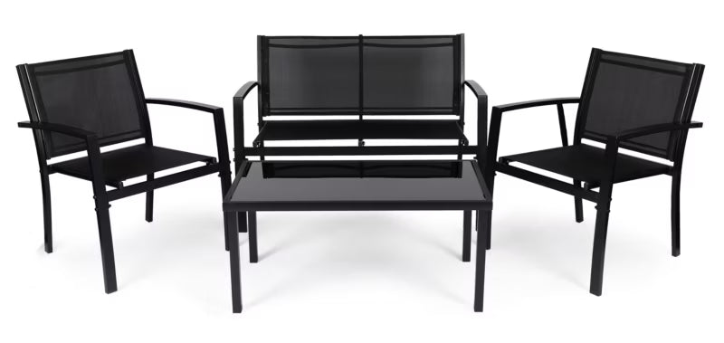 Havemøbelsæt 90x50 cm Metal med Bord Bænk og Stole