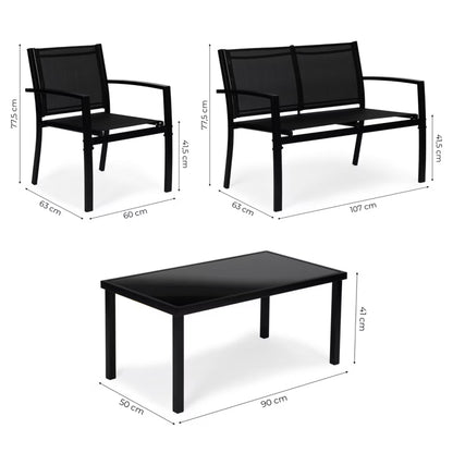 Havemøbelsæt 90x50 cm Metal med Bord Bænk og Stole