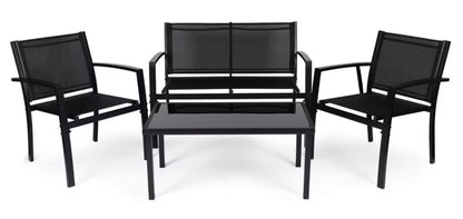 Havemøbelsæt 90x50 cm Metal med Bord Bænk og Stole