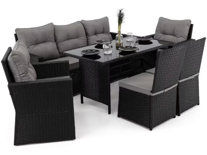 Havemøbelsæt MONAKO XL 7 Personer Sort Poly疏rattan