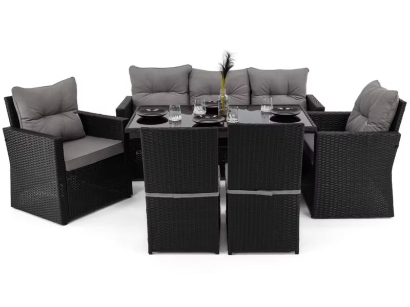 Havemøbelsæt MONAKO XL 7 Personer Sort Poly疏rattan