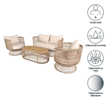 Havemøbelsæt Palm 4 Personer Beige Stål