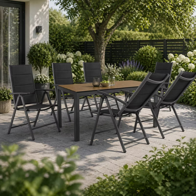 Havemøbelsæt Pola 150x90 cm Antracit 8 Personer