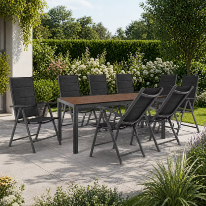 Havemøbelsæt Pola 150x90 cm Antracit 8 Personer