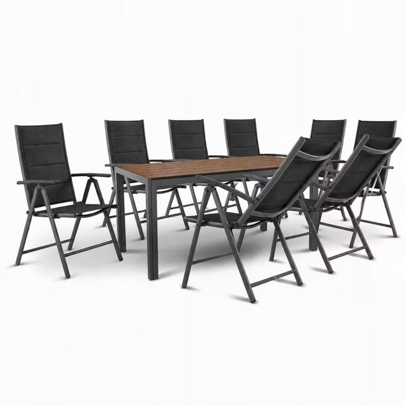 Havemøbelsæt Pola 150x90 cm Antracit 8 Personer