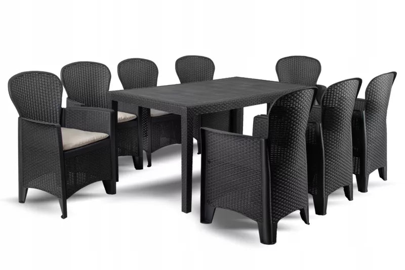 Havemøbelsæt Prince Folia 8 Personer med Bord 150x90 cm Grå