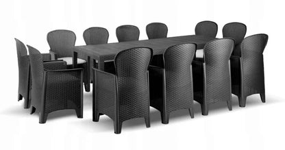 Havemøbelsæt Queen Folia 220x90 cm Antracit til 12 Personer