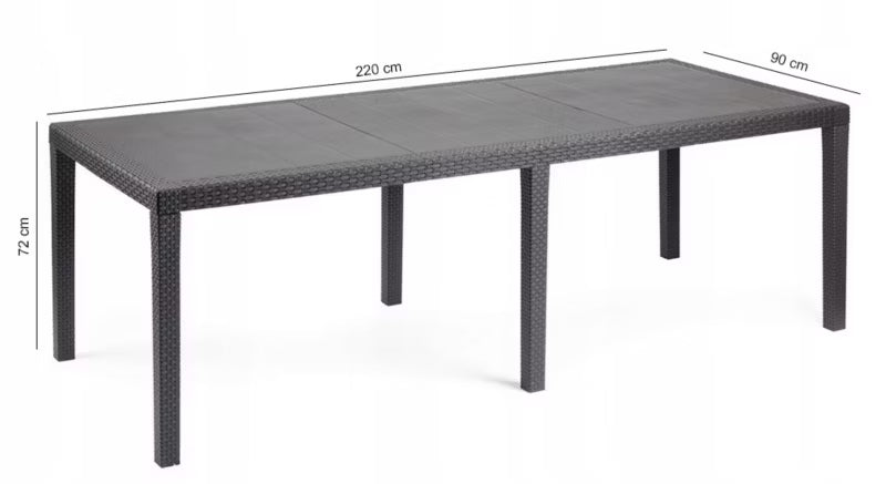Havemøbelsæt Queen Folia 220x90 cm Antracit til 12 Personer