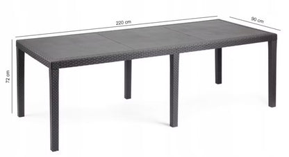 Havemøbelsæt Queen Folia 220x90 cm Antracit til 12 Personer