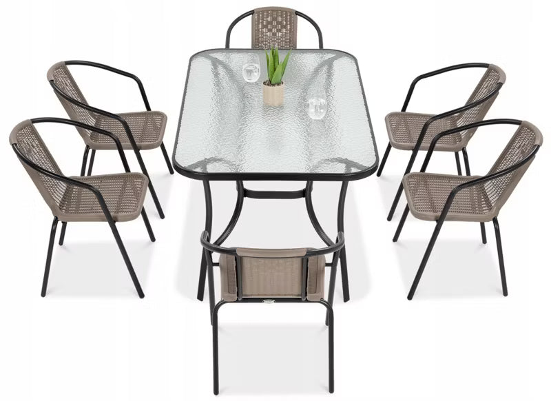 Havemøbelsæt Simple 150x90 cm Cappuccino med 6 Stole