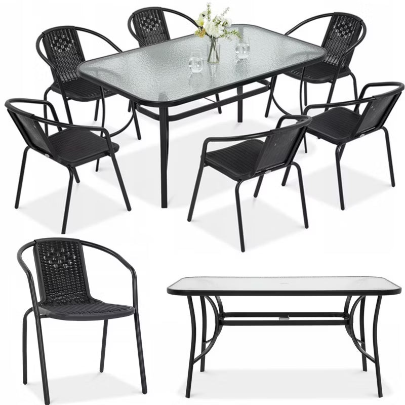 Havemøbelsæt Simple Bord 150x90 cm med 6 Stole Grafit