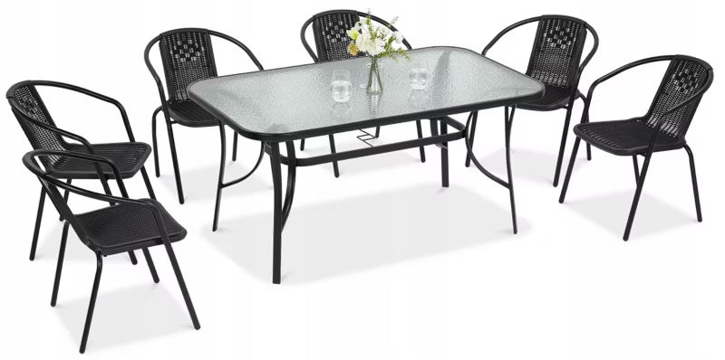 Havemøbelsæt Simple Bord 150x90 cm med 6 Stole Grafit
