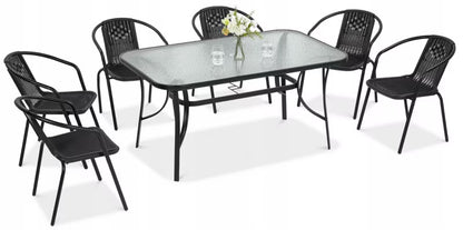 Havemøbelsæt Simple Bord 150x90 cm med 6 Stole Grafit