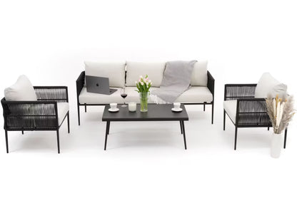 Havemøbelsæt Belize Aluminium Beige og Sort
