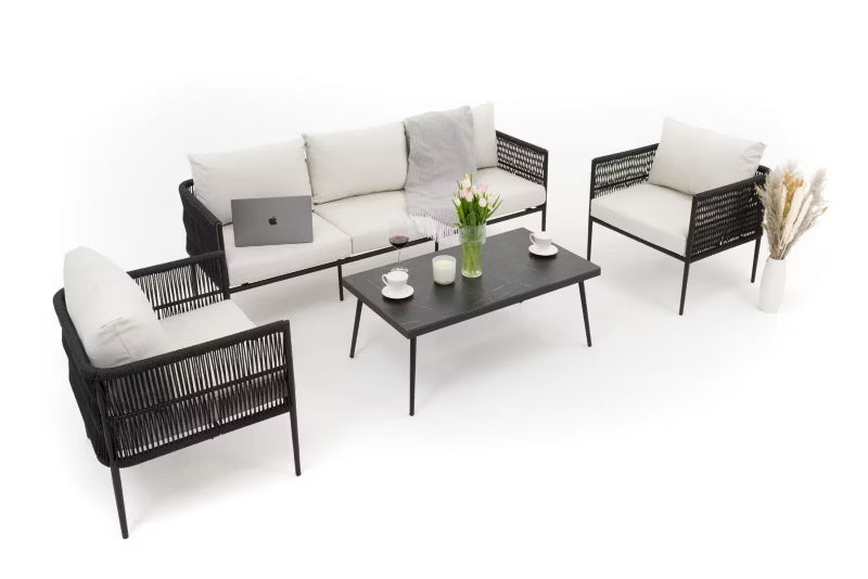 Havemøbelsæt Belize Aluminium Beige og Sort