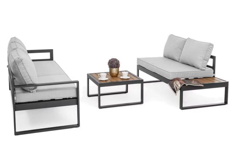 Havemøbelsæt Hjørnesofa NICEA Grå Grafit Aluminium