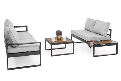 Havemøbelsæt Hjørnesofa NICEA Grå Grafit Aluminium