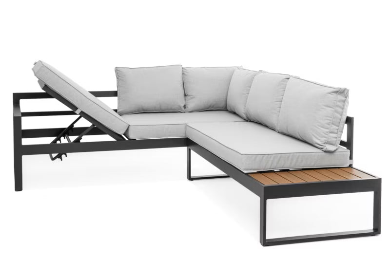 Havemøbelsæt Hjørnesofa NICEA Grå Grafit Aluminium