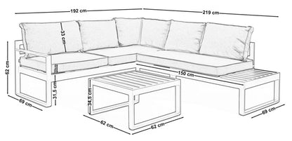 Havemøbelsæt Hjørnesofa NICEA Grå Grafit Aluminium