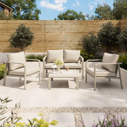 Havemøbelsæt Mallia 4 Personer Beige Aluminium