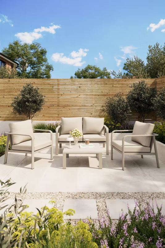 Havemøbelsæt Mallia 4 Personer Beige Aluminium