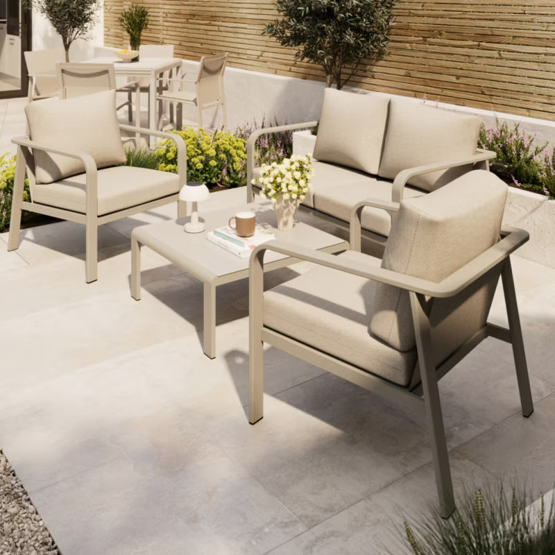 Havemøbelsæt Mallia 4 Personer Beige Aluminium