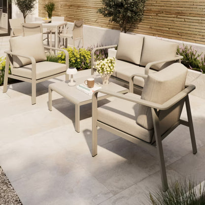 Havemøbelsæt Mallia 4 Personer Beige Aluminium