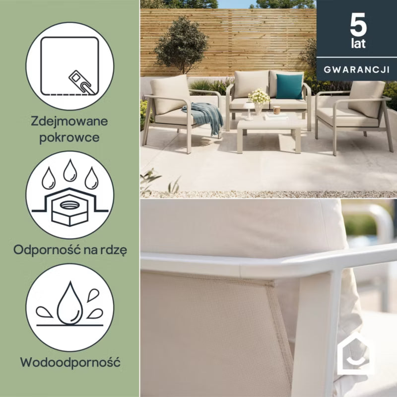Havemøbelsæt Mallia 4 Personer Beige Aluminium