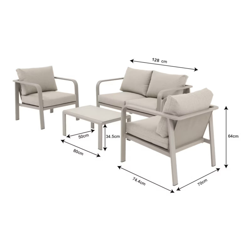 Havemøbelsæt Mallia 4 Personer Beige Aluminium