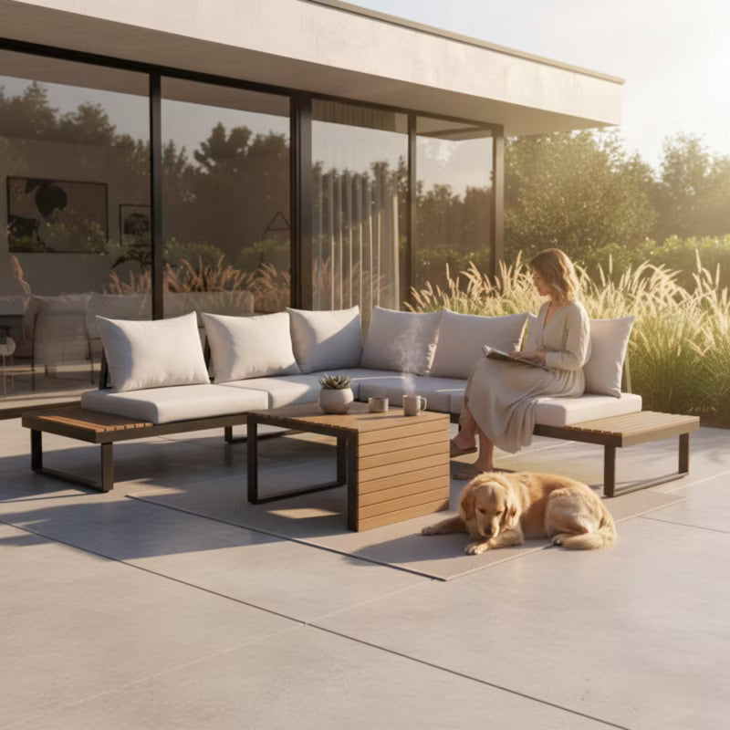 Havemøbelsæt Marbella med Hjørnesofa Grå Aluminium