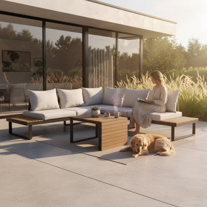Havemøbelsæt Marbella med Hjørnesofa Grå Aluminium
