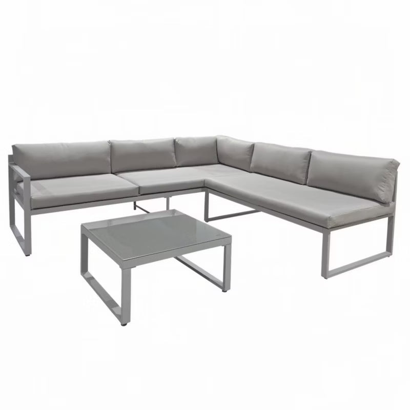 Havemøbelsæt Modulær Hjørnesofa Aluminium med Bord