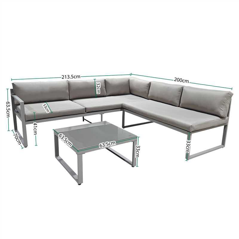 Havemøbelsæt Modulær Hjørnesofa Aluminium med Bord