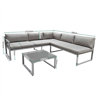 Havemøbelsæt Modulær Hjørnesofa Aluminium med Bord