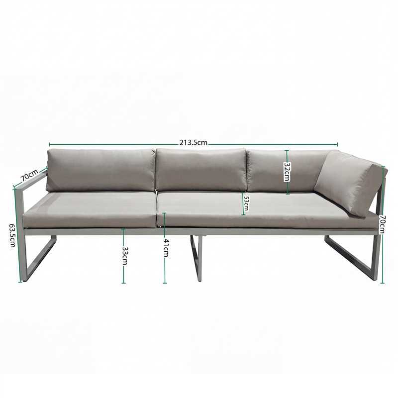 Havemøbelsæt Modulær Hjørnesofa Aluminium med Bord